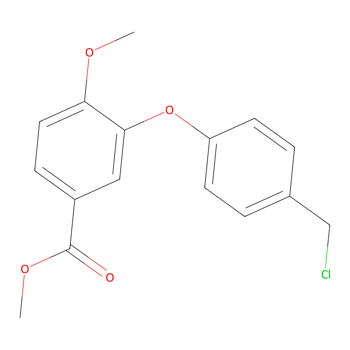 Methyl 3-(4-(chloromethyl)phenoxy)-4-methoxybenzoate molecular structure, CAS 308804-89-9