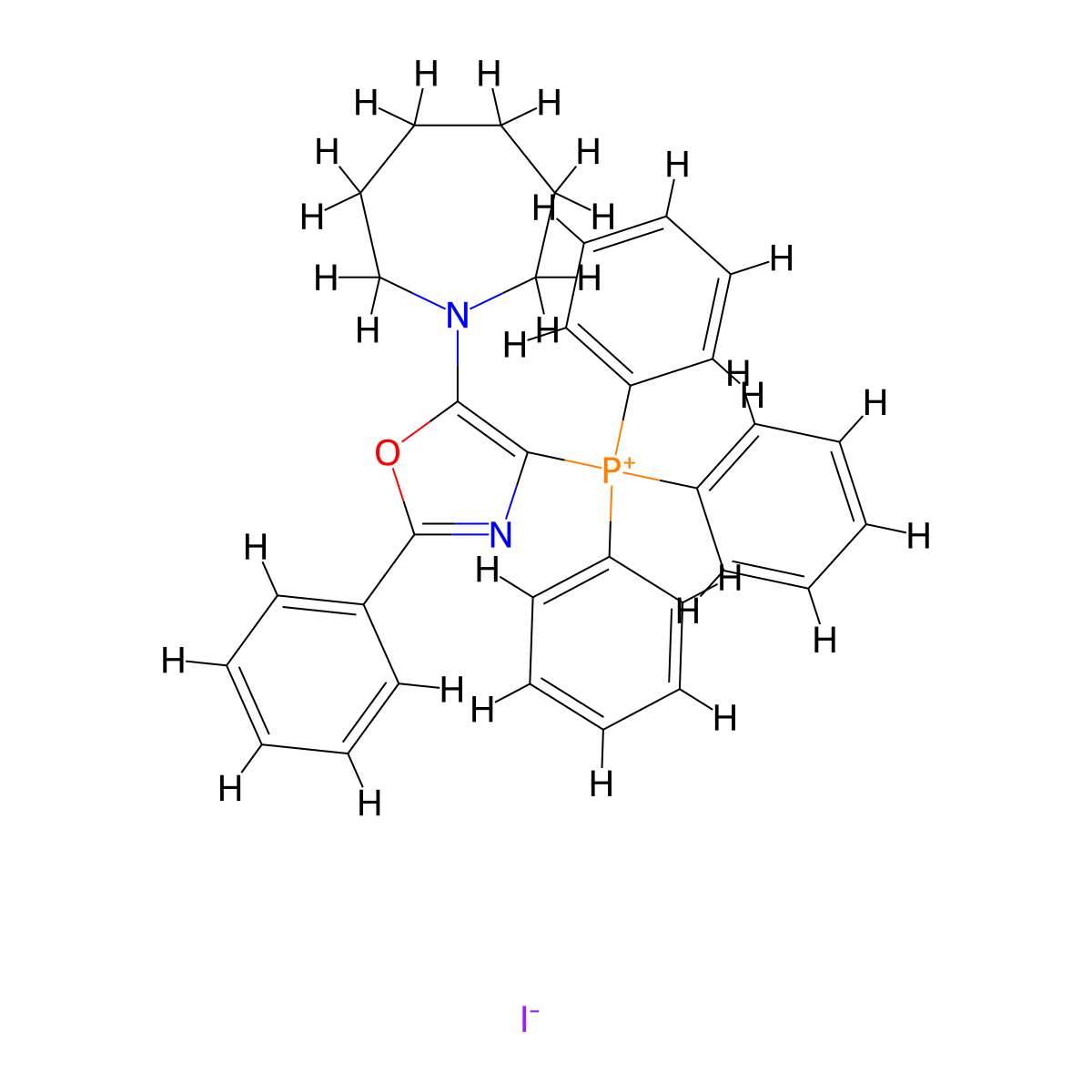 (5-(Azepan-1-yl)-2-phenyloxazol-4-yl)triphenylphosphonium iodide molecular structure, CAS 308805-08-5