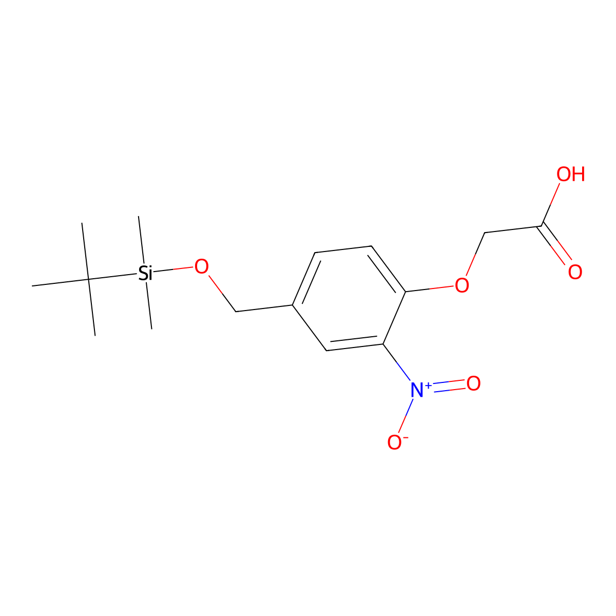 2-(4-(((tert-Butyldimethylsilyl)oxy)methyl)-2-nitrophenoxy)acetic acid molecular structure, CAS 308815-83-0