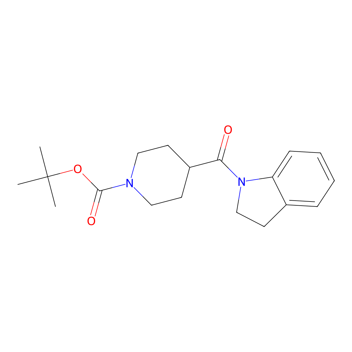 Tert-butyl 4-(2,3-dihydroindole-1-carbonyl)piperidine-1-carboxylate molecular structure, CAS 308830-63-9