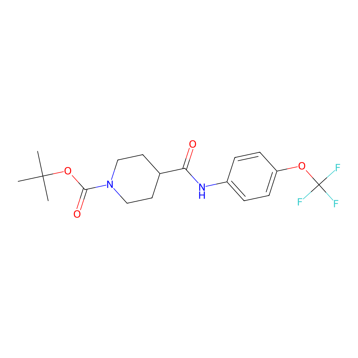 tert-Butyl 4-((4-(trifluoromethoxy)phenyl)carbamoyl)piperidine-1-carboxylate molecular structure, CAS 308830-70-8