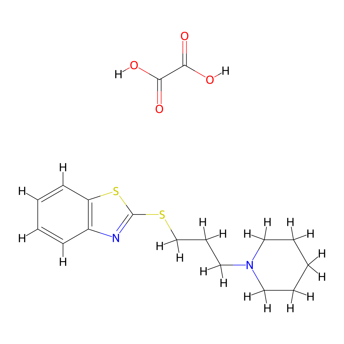 2-((3-(Piperidin-1-yl)propyl)thio)benzo[d]thiazole oxalate molecular structure, CAS 308833-02-5