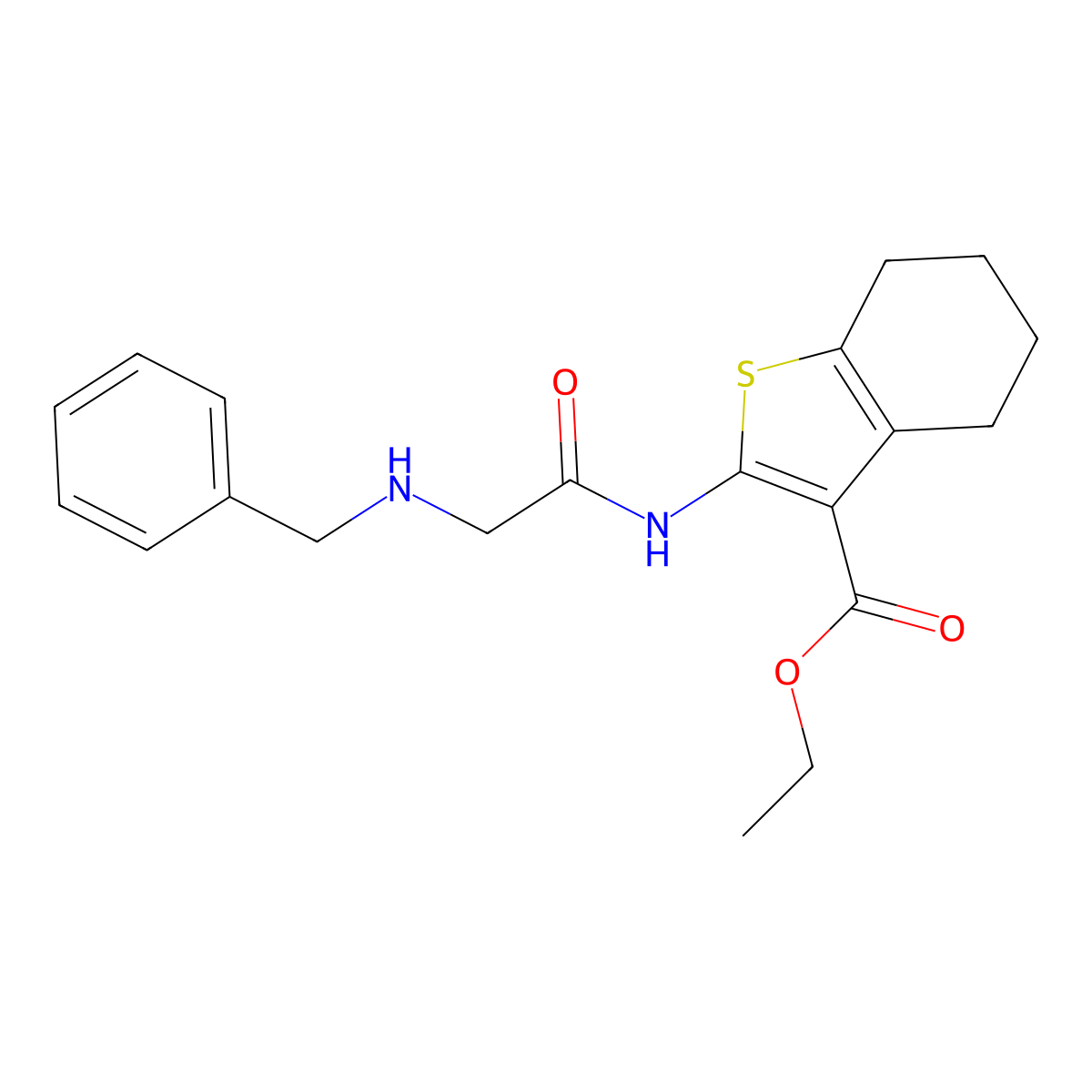 ethyl 2-[(N-benzylglycyl)amino]-4,5,6,7-tetrahydro-1-benzothiophene-3-carboxylate molecular structure, CAS 308833-03-6