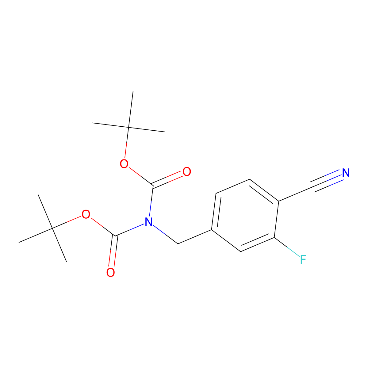 Bis(1,1-dimethylethyl)-[(4-cyano-3-fluorophenyl)methyl]imidodicarbonate molecular structure, CAS 308846-62-0