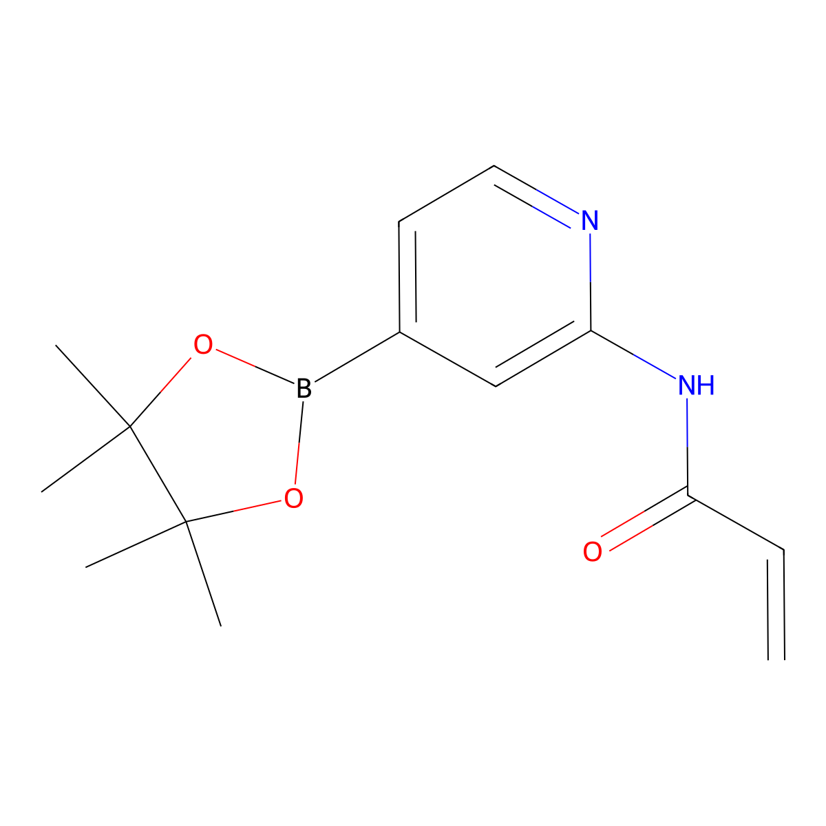 2-Acrylamidopyridine-4-boronic acid pinacol ester molecular structure, CAS 3088935-80-9