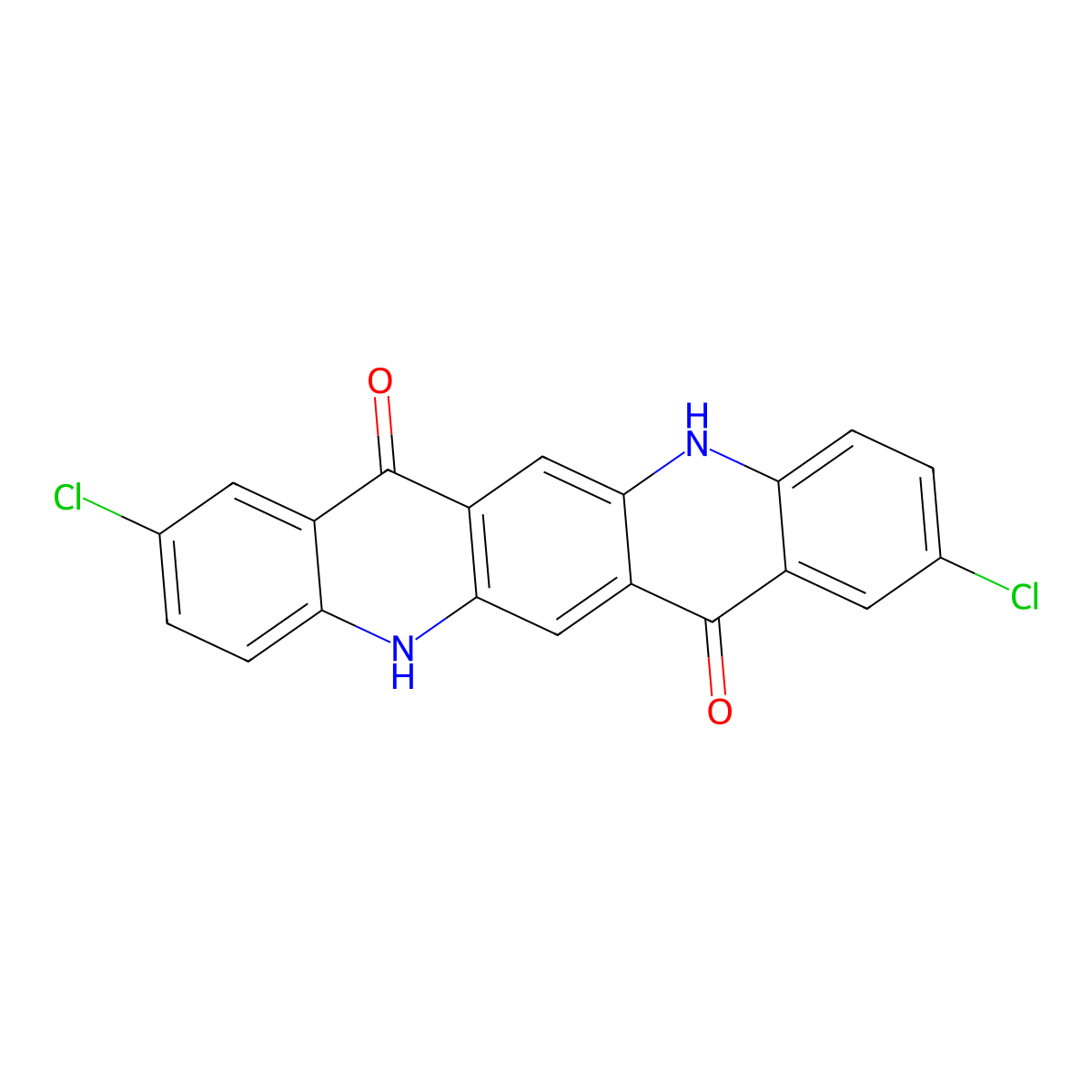 Quino[2,3-b]acridine-7,14-dione, 2,9-dichloro-5,12-dihydro- molecular structure, CAS 3089-17-6