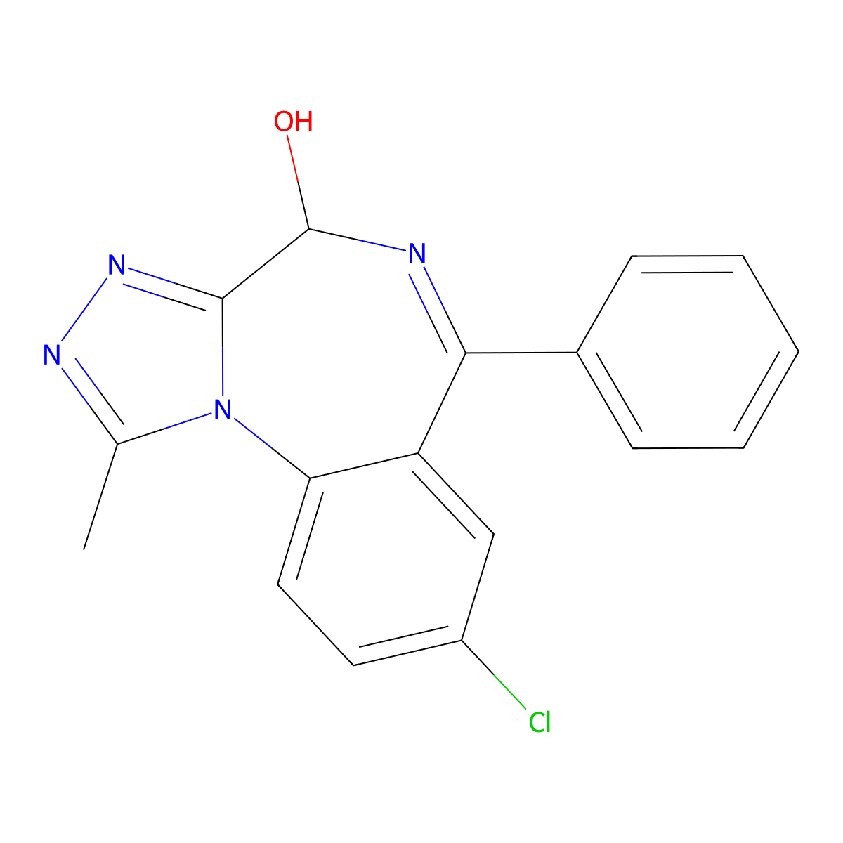 4-Hydroxyalprazolam molecular structure, CAS 30896-57-2