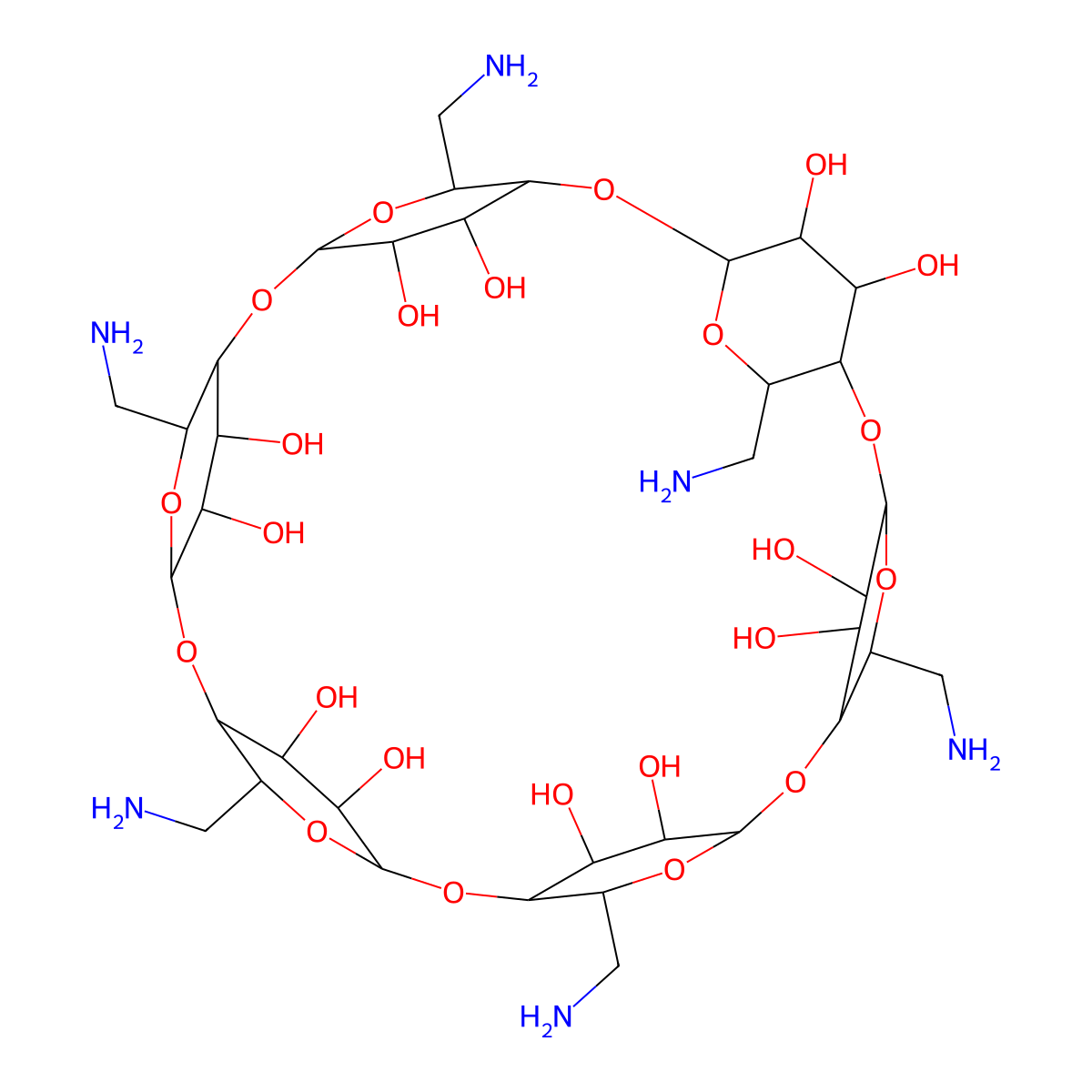 6-Amino-6-deoxy-a-cyclodextrin hydrochloride molecular structure, CAS 30899-95-7