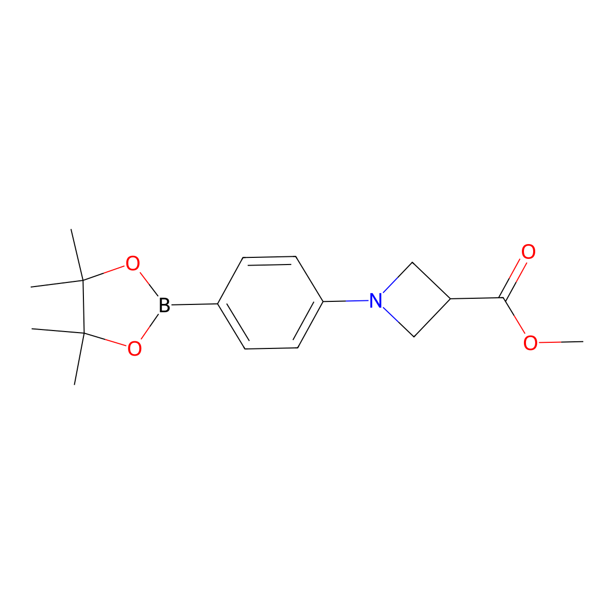 Methyl 1-[4-(4,4,5,5-tetramethyl-1,3,2-dioxaborolan-2-yl)phenyl]azetidine-3-carboxylate molecular structure, CAS 3089967-98-3