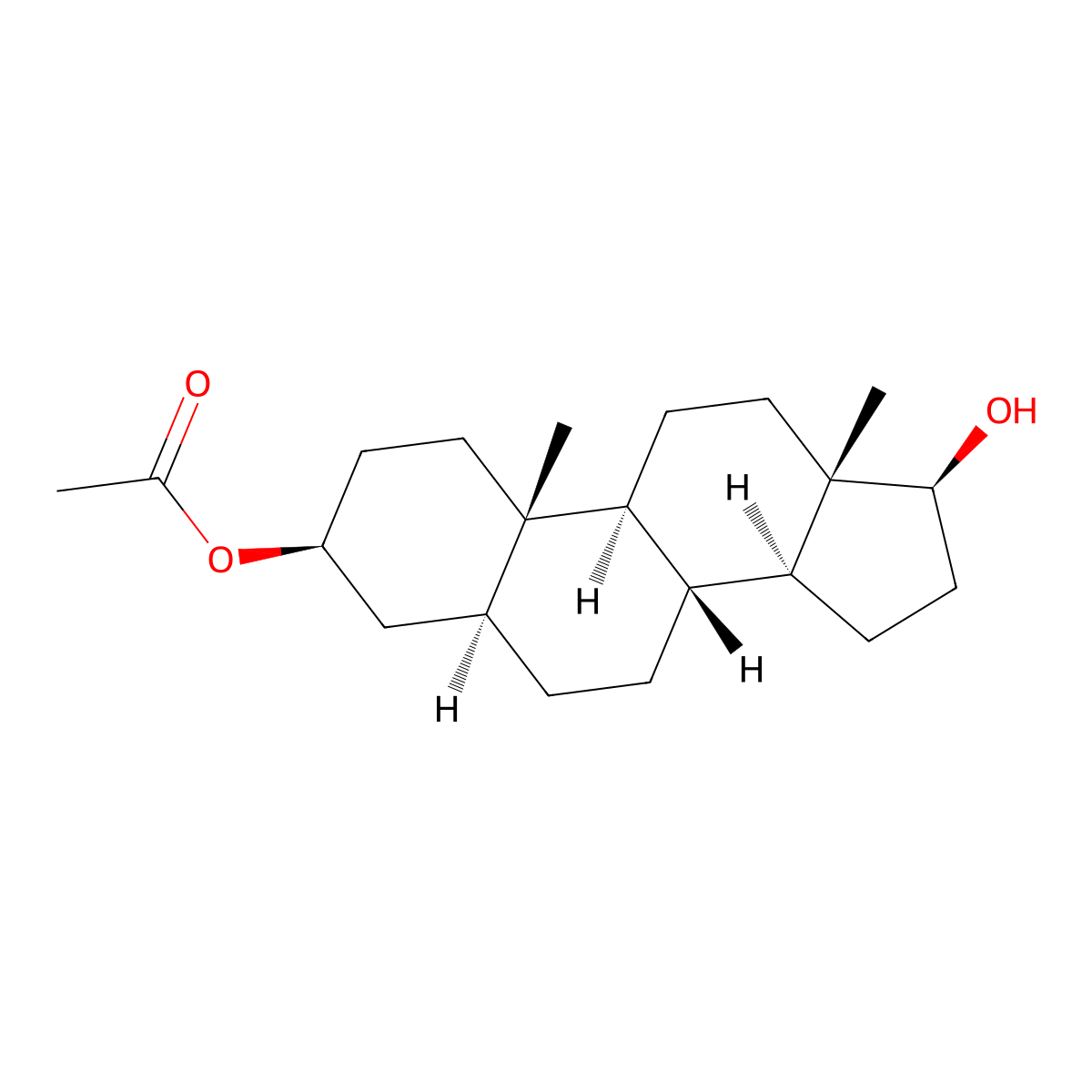 3beta-Acetoxy-5alpha-androstan-17beta-ol molecular structure, CAS 3090-70-8