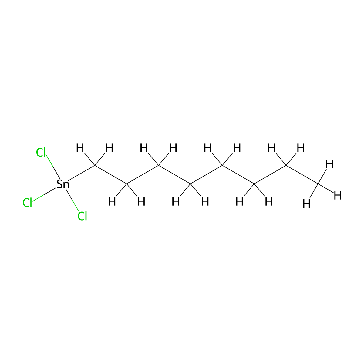 Octyltin trichloride molecular structure, CAS 3091-25-6
