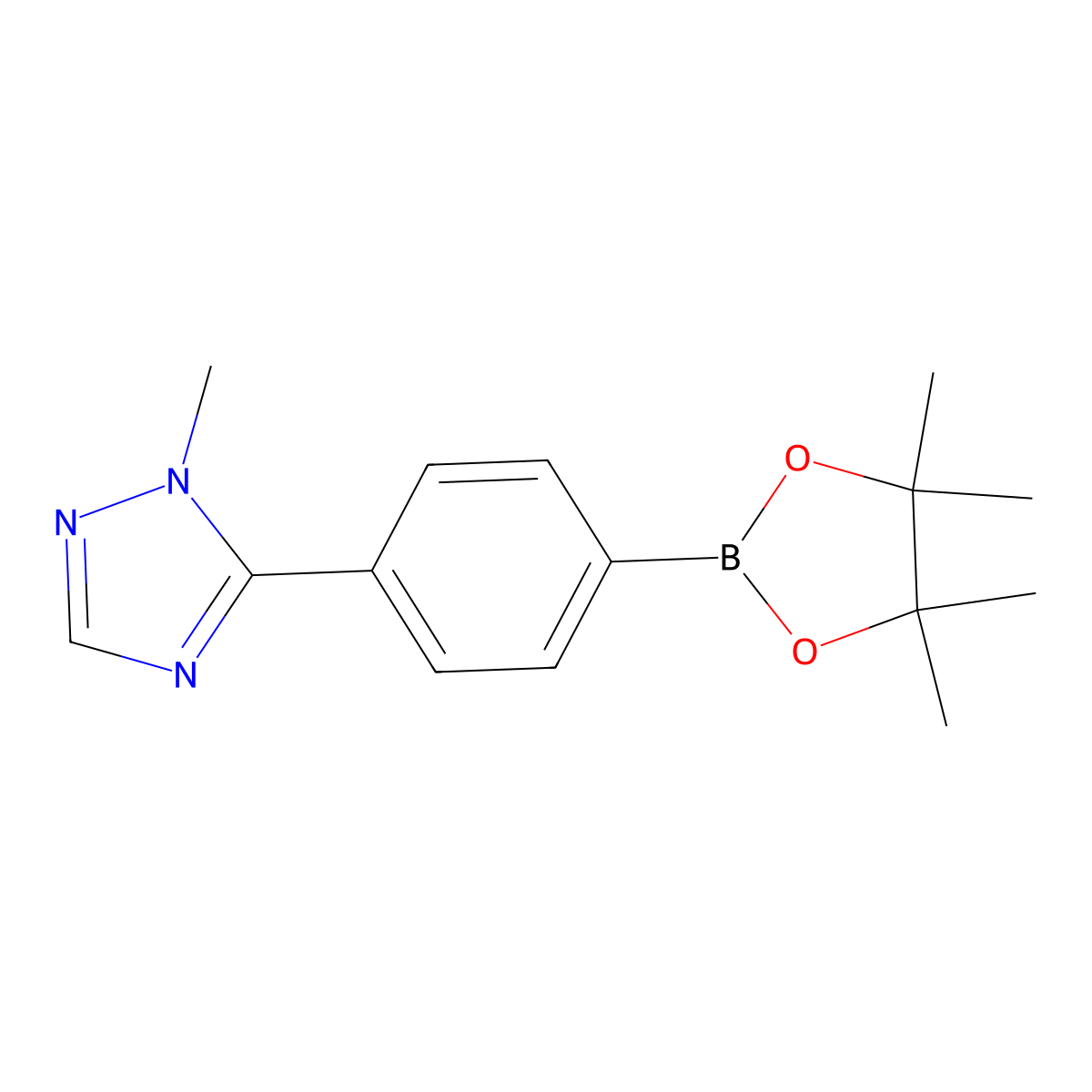 1-methyl-5-[4-(4,4,5,5-tetramethyl-1,3,2-dioxaborolan-2-yl)phenyl]-1H-1,2,4-triazole molecular structure, CAS 3091363-73-1