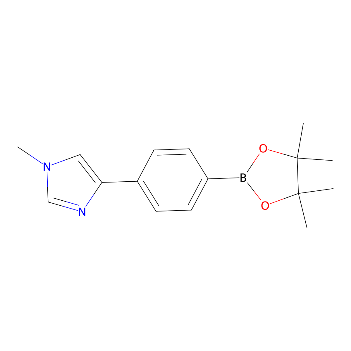 1-Methyl-4-[4-(4,4,5,5-tetramethyl-1,3,2-dioxaborolan-2-yl)phenyl]-1H-imidazole molecular structure, CAS 3091363-86-6