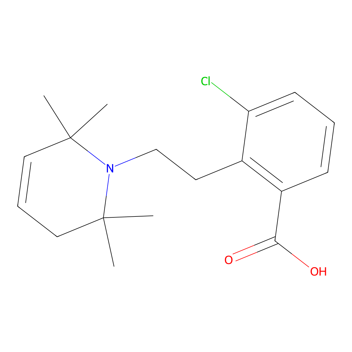 Benzoic acid, m-chloro-, 2-(3,6-dihydro-2,2,6,6-tetramethyl-1(2H)-pyridyl)ethyl ester molecular structure, CAS 30914-43-3