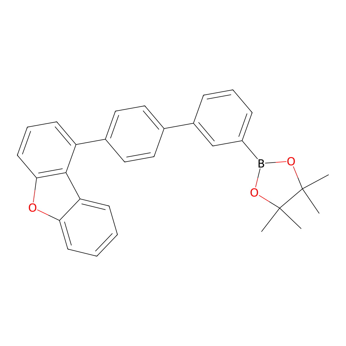 2-(4'-(Dibenzo[B,D]furan-1-YL)-[1,1'-biphenyl]-3-YL)-4,4,5,5-tetramethyl-1,3,2-dioxaborolane molecular structure, CAS 3091885-48-9