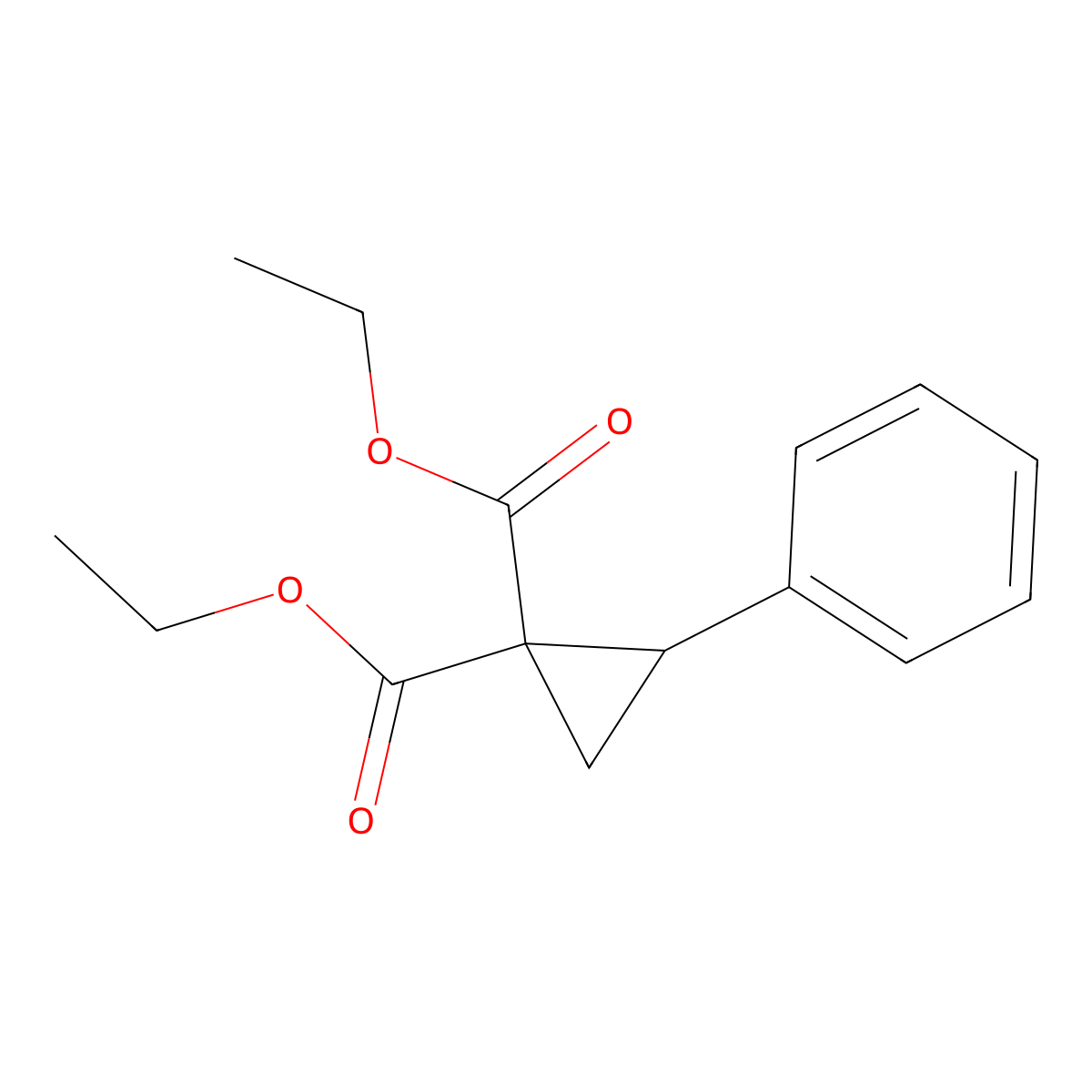 Diethyl 2-phenylcyclopropane-1,1-dicarboxylate molecular structure, CAS 3092-20-4
