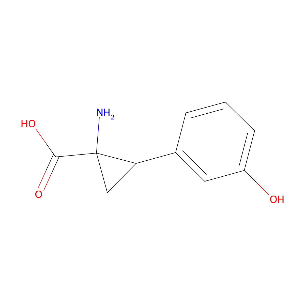 1-Amino-2-(3-hydroxyphenyl)cyclopropane-1-carboxylic acid molecular structure, CAS 3092-23-7