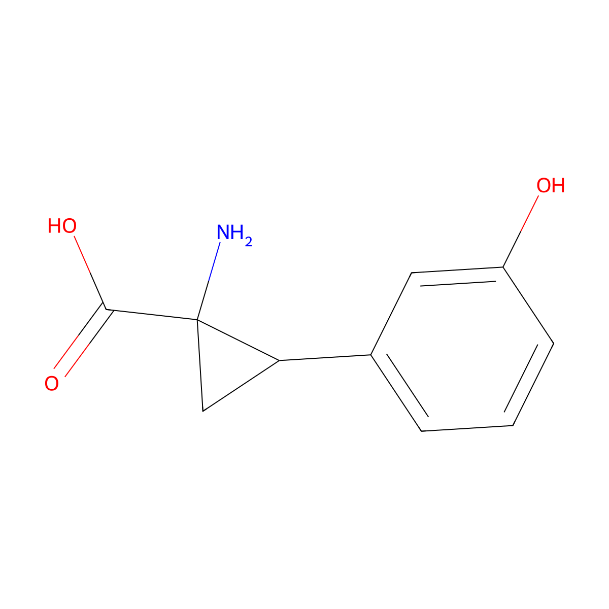 1-Amino-2-(3-hydroxyphenyl)cyclopropane-1-carboxylic acid molecular structure, CAS 3092-23-7