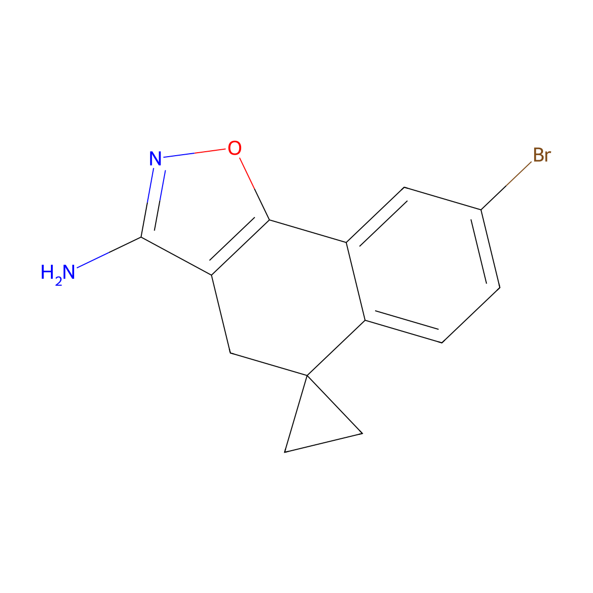 8'-Bromo-4'H-spiro[cyclopropane-1,5'-naphtho[2,1-d]isoxazol]-3'-amine molecular structure, CAS 3092068-09-9
