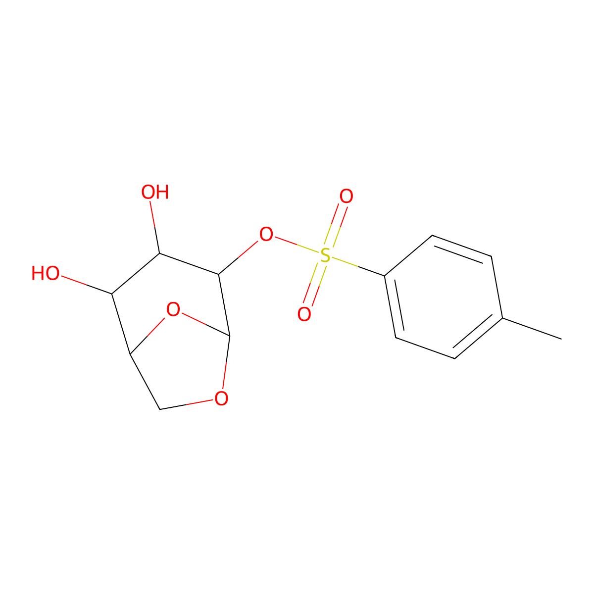 (2,3-Dihydroxy-6,8-dioxabicyclo[3.2.1]octan-4-yl) 4-methylbenzenesulfonate molecular structure, CAS 30923-30-9
