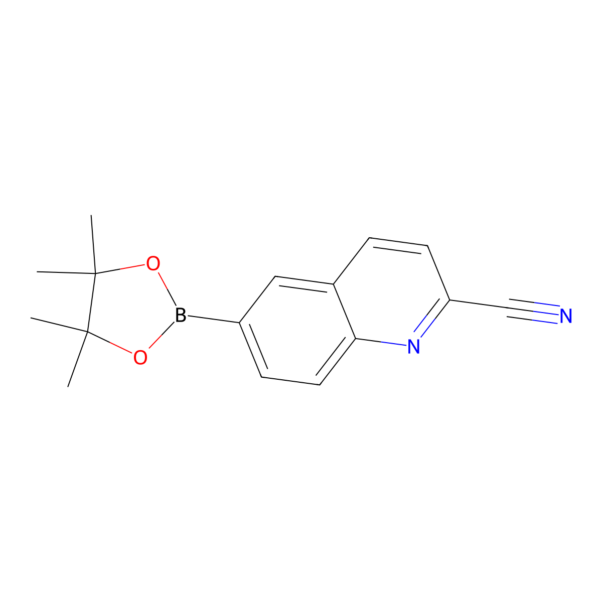 6-(4,4,5,5-Tetramethyl-1,3,2-dioxaborolan-2-yl)quinoline-2-carbonitrile molecular structure, CAS 3092360-79-4