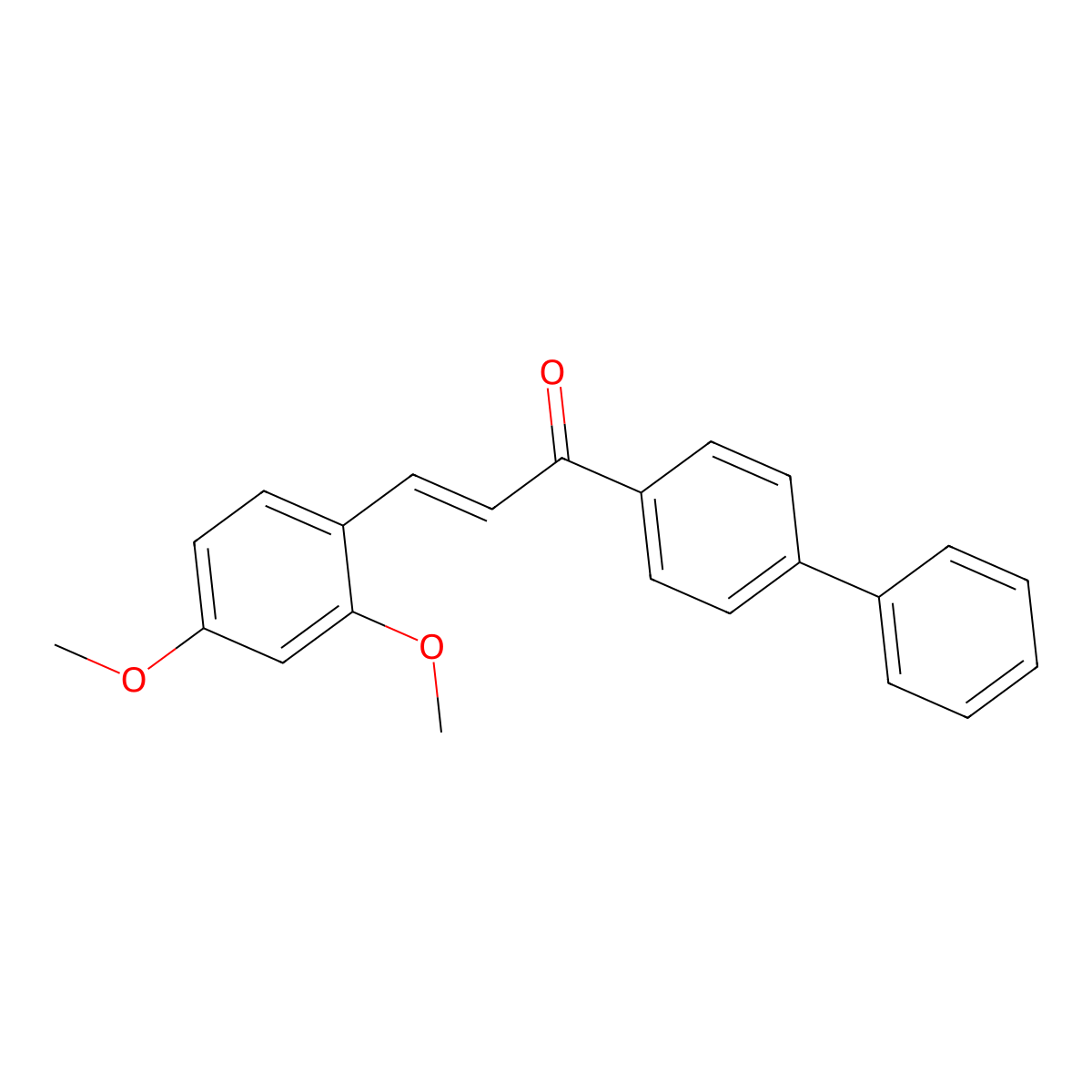 (E)-3-(2,4-dimethoxyphenyl)-1-(4-phenylphenyl)prop-2-en-1-one molecular structure, CAS 30925-64-5