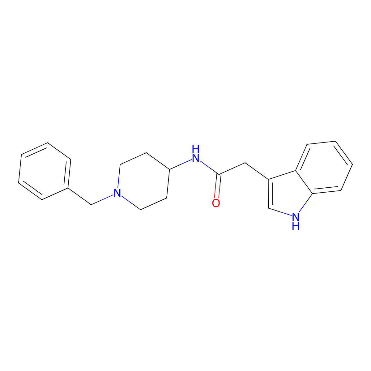 N-(1-benzylpiperidin-4-yl)-2-(1H-indol-3-yl)acetamide molecular structure, CAS 309251-17-0