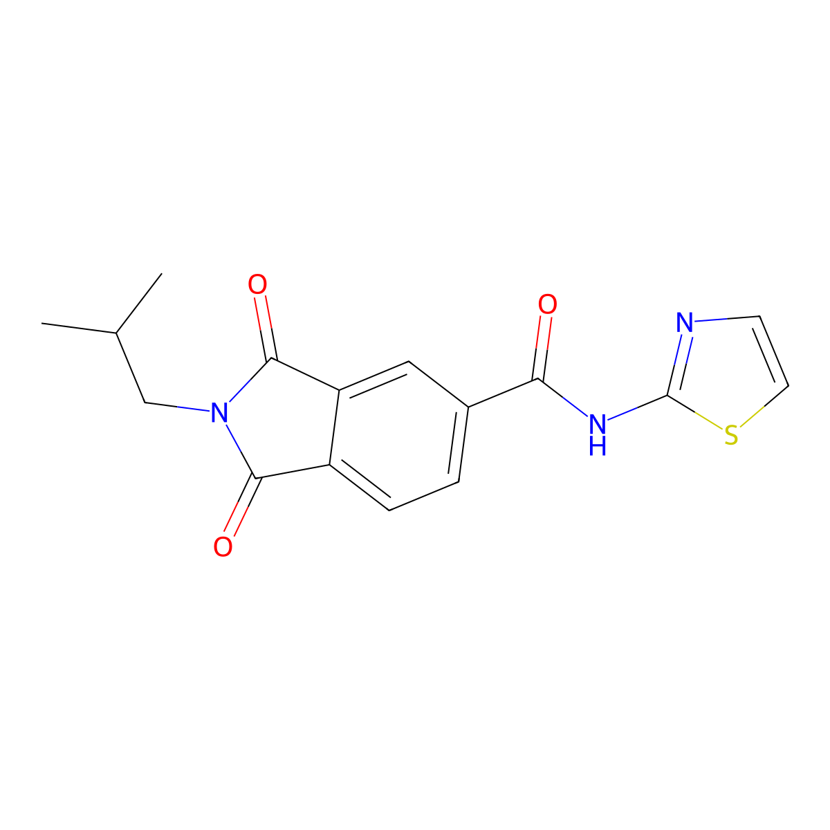 2-(2-methylpropyl)-1,3-dioxo-N-(1,3-thiazol-2-yl)-2,3-dihydro-1H-isoindole-5-carboxamide molecular structure, CAS 309265-30-3