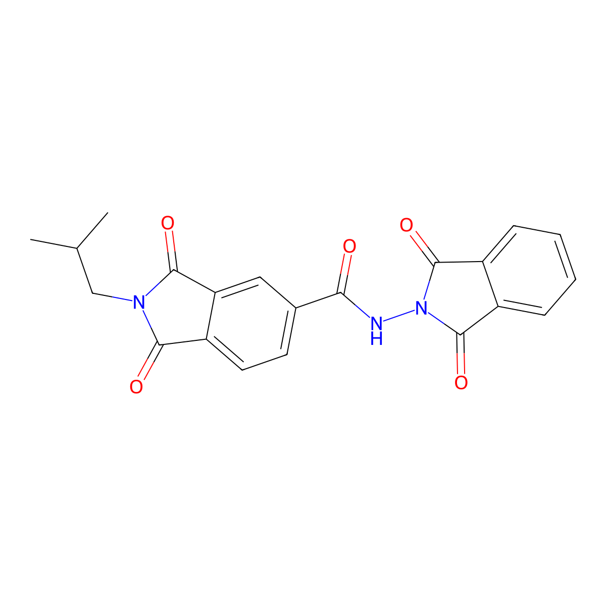 N-(1,3-dioxoisoindol-2-yl)-2-(2-methylpropyl)-1,3-dioxoisoindole-5-carboxamide molecular structure, CAS 309265-36-9