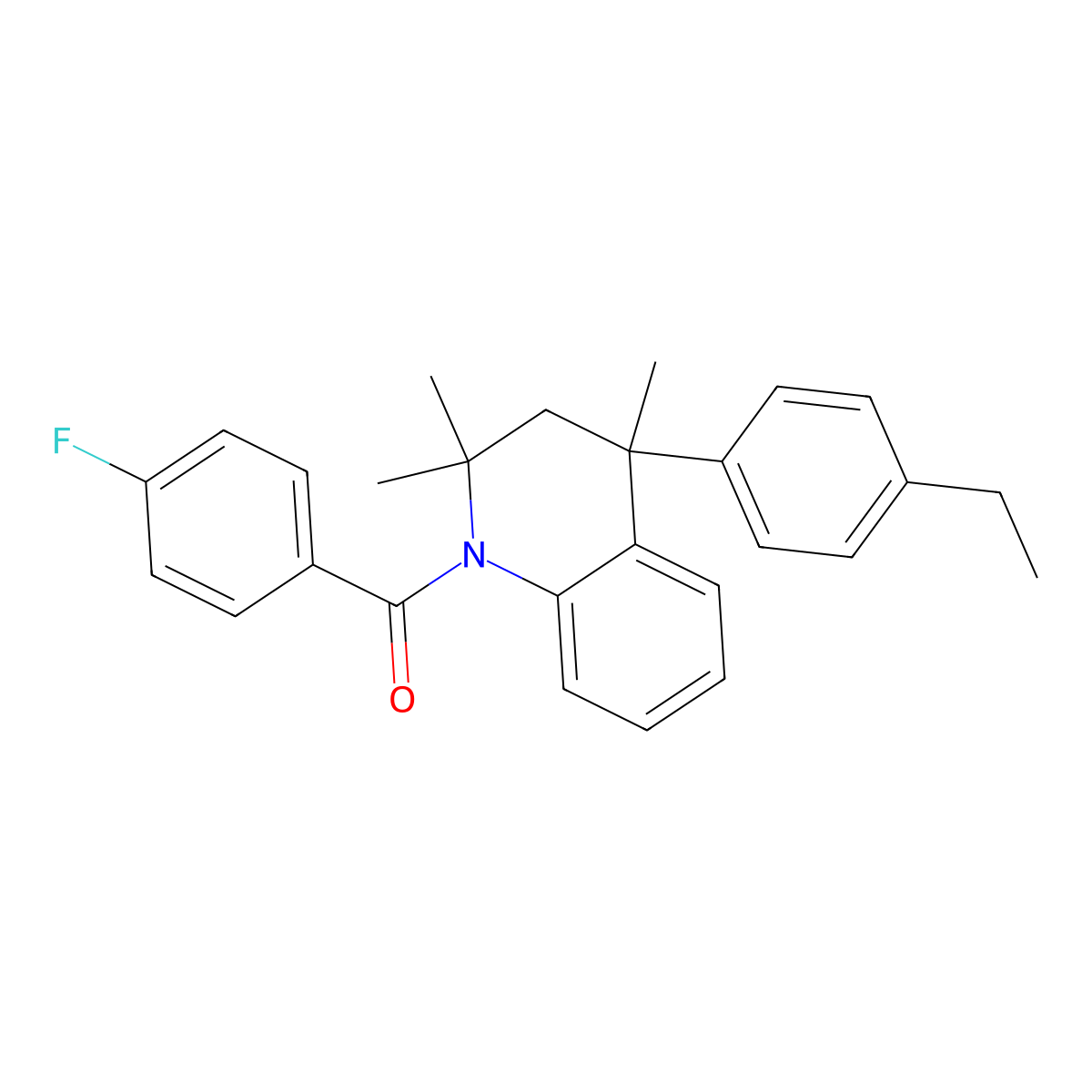 4-(4-Ethylphenyl)-1-(4-fluorobenzoyl)-2,2,4-trimethyl-1,2,3,4-tetrahydroquinoline molecular structure, CAS 309265-55-2