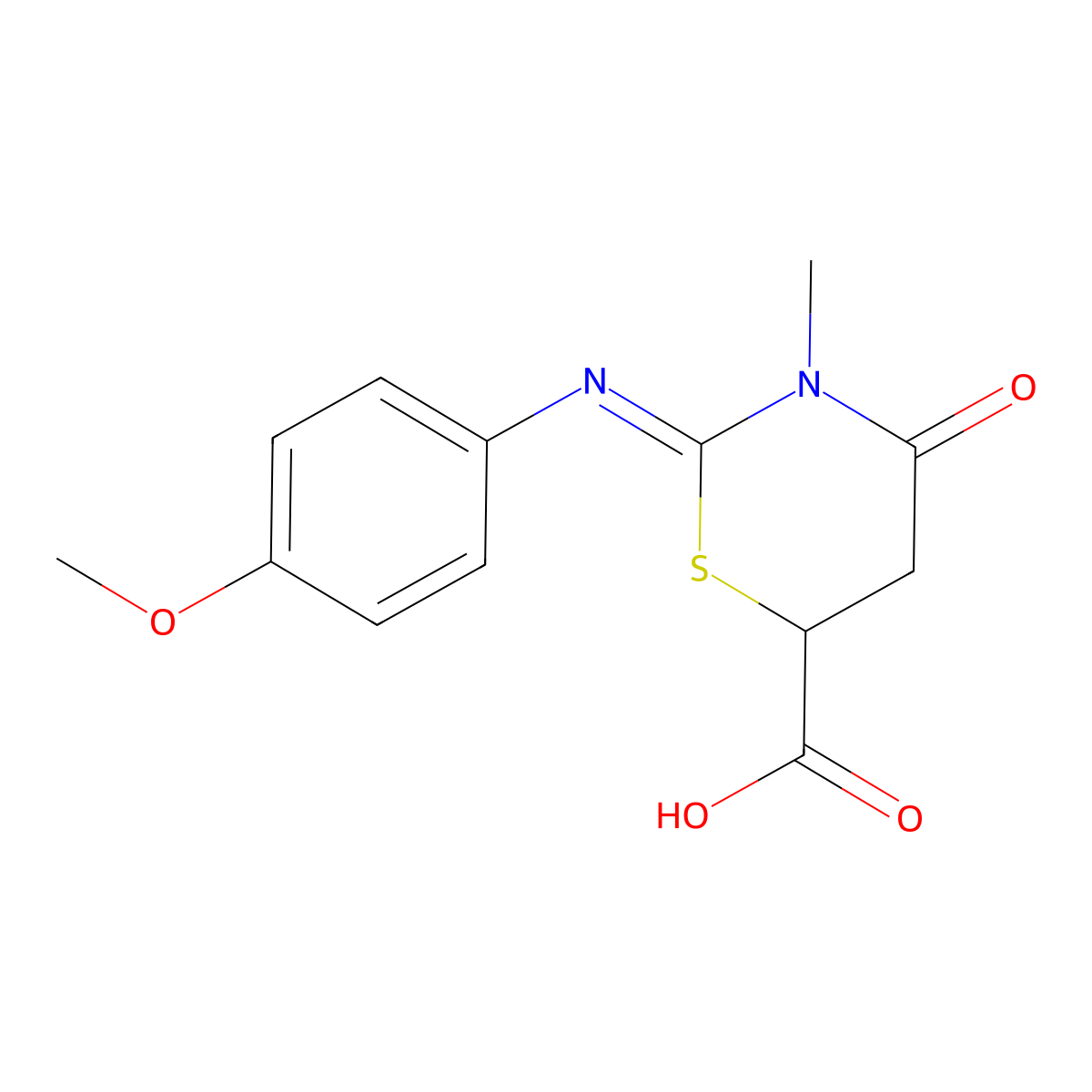 2-(4-Methoxy-phenylimino)-3-methyl-4-oxo-[1,3]thiazinane-6-carboxylic acid molecular structure, CAS 309265-90-5
