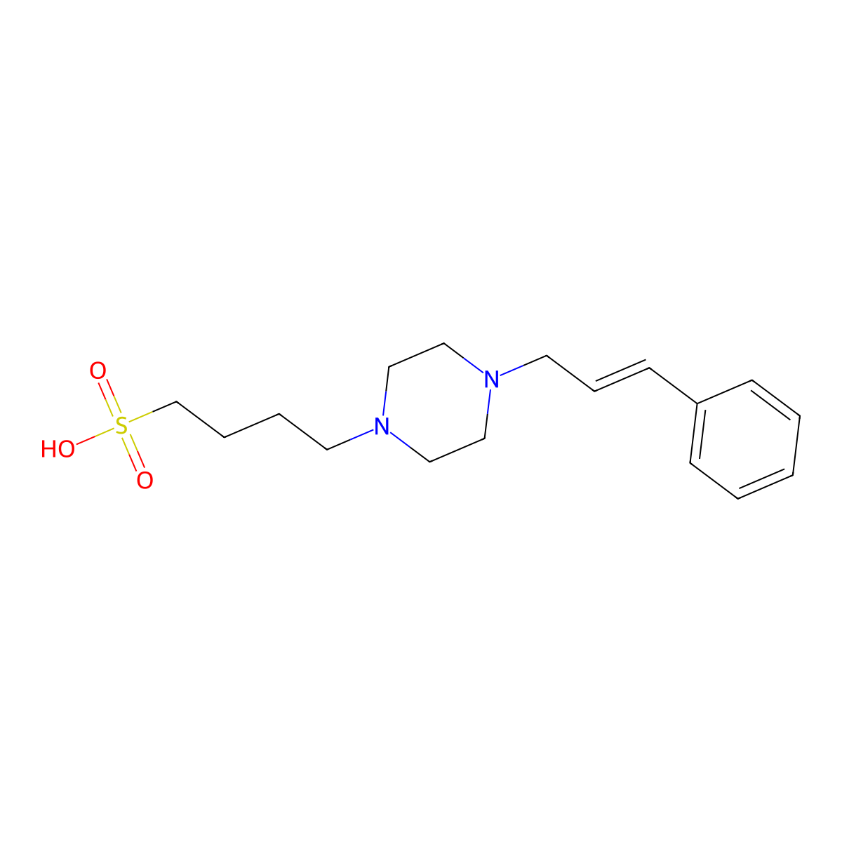 4-(3-Phenyl-2-propen-1-yl)-1-piperazinebutanesulfonic acid molecular structure, CAS 309265-91-6