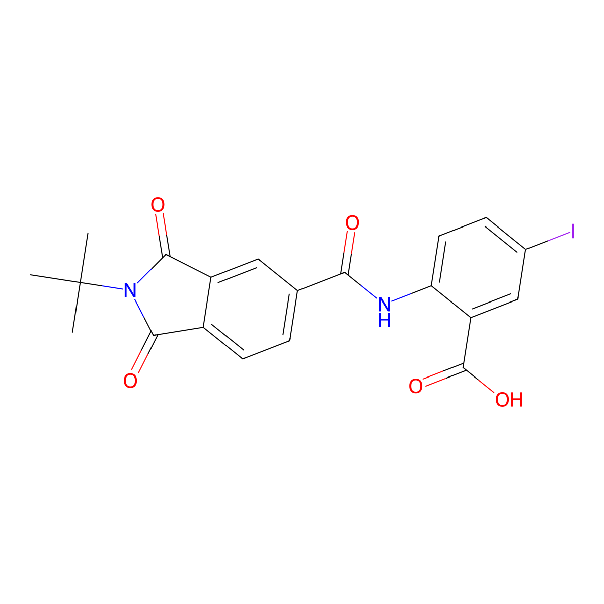2-{[(2-tert-butyl-1,3-dioxo-2,3-dihydro-1H-isoindol-5-yl)carbonyl]amino}-5-iodobenzoic acid molecular structure, CAS 309266-06-6