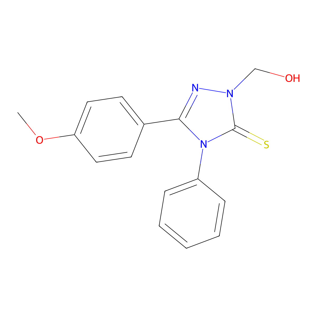 2-(Hydroxymethyl)-5-(4-methoxyphenyl)-4-phenyl-1,2,4-triazole-3-thione molecular structure, CAS 309266-36-2
