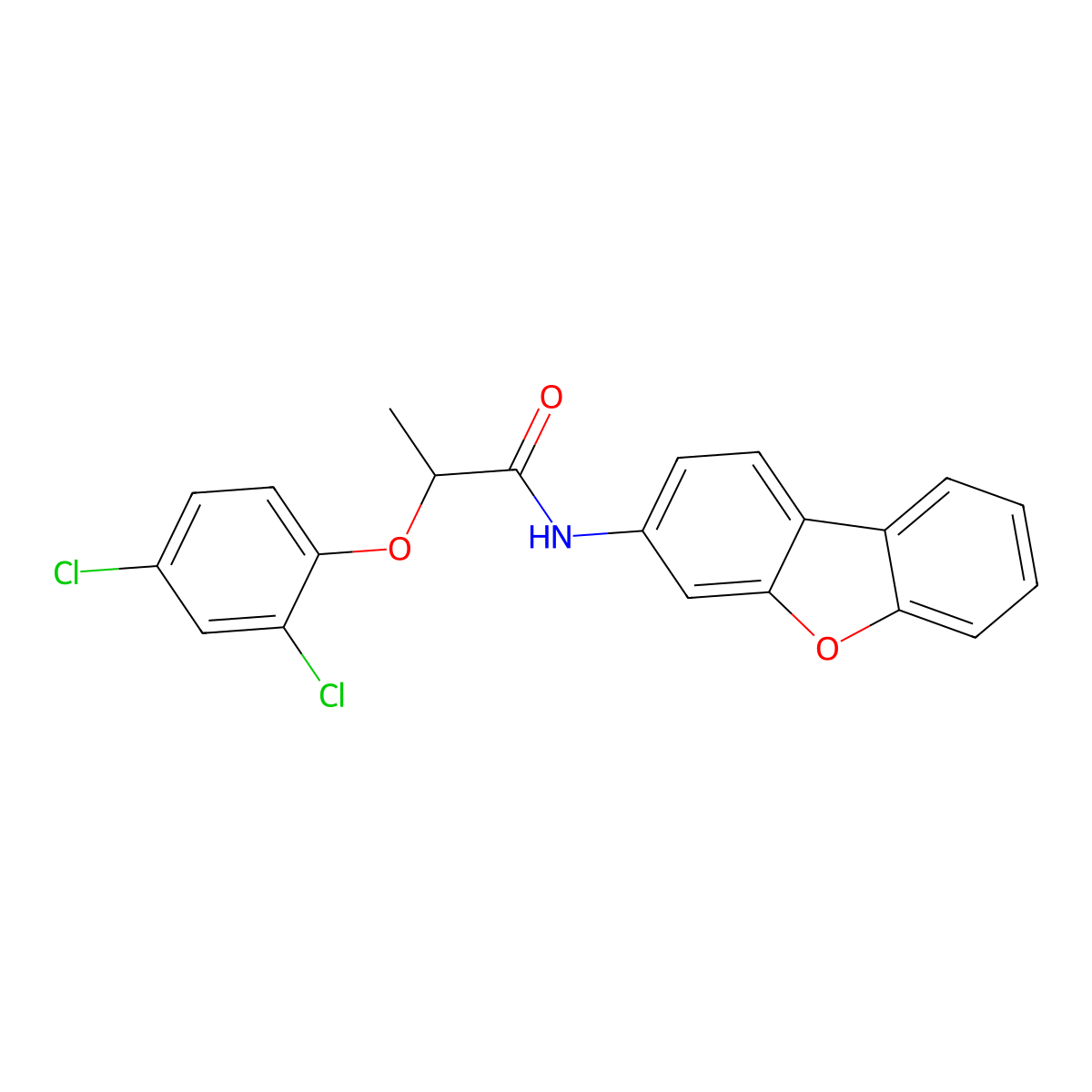 N-dibenzofuran-3-yl-2-(2,4-dichlorophenoxy)propanamide molecular structure, CAS 309266-45-3