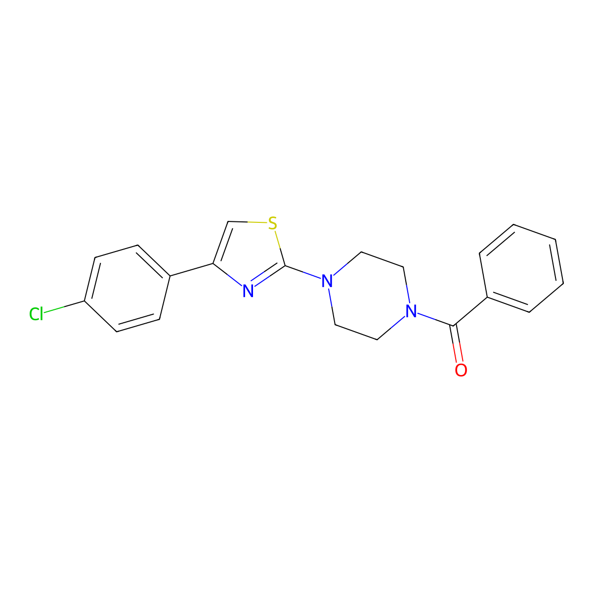 [4-[4-(4-Chlorophenyl)-1,3-thiazol-2-yl]piperazin-1-yl]-phenylmethanone molecular structure, CAS 309266-51-1