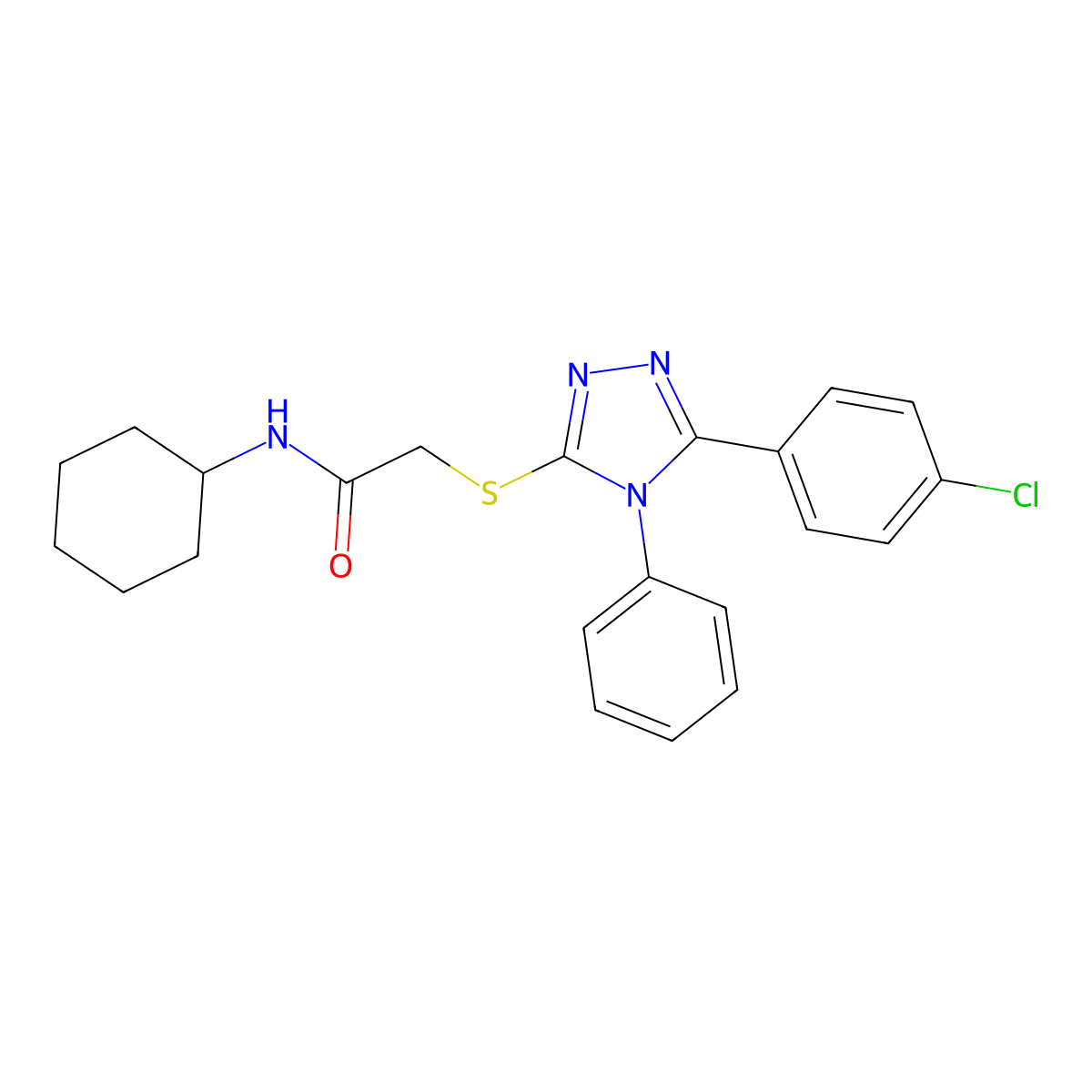 2-((5-(4-Chlorophenyl)-4-phenyl-4H-1,2,4-triazol-3-yl)thio)-N-cyclohexylacetamide molecular structure, CAS 309266-55-5