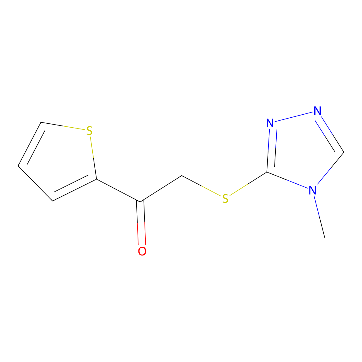 2-[(4-Methyl-1,2,4-triazol-3-yl)sulfanyl]-1-thiophen-2-ylethanone molecular structure, CAS 309266-58-8