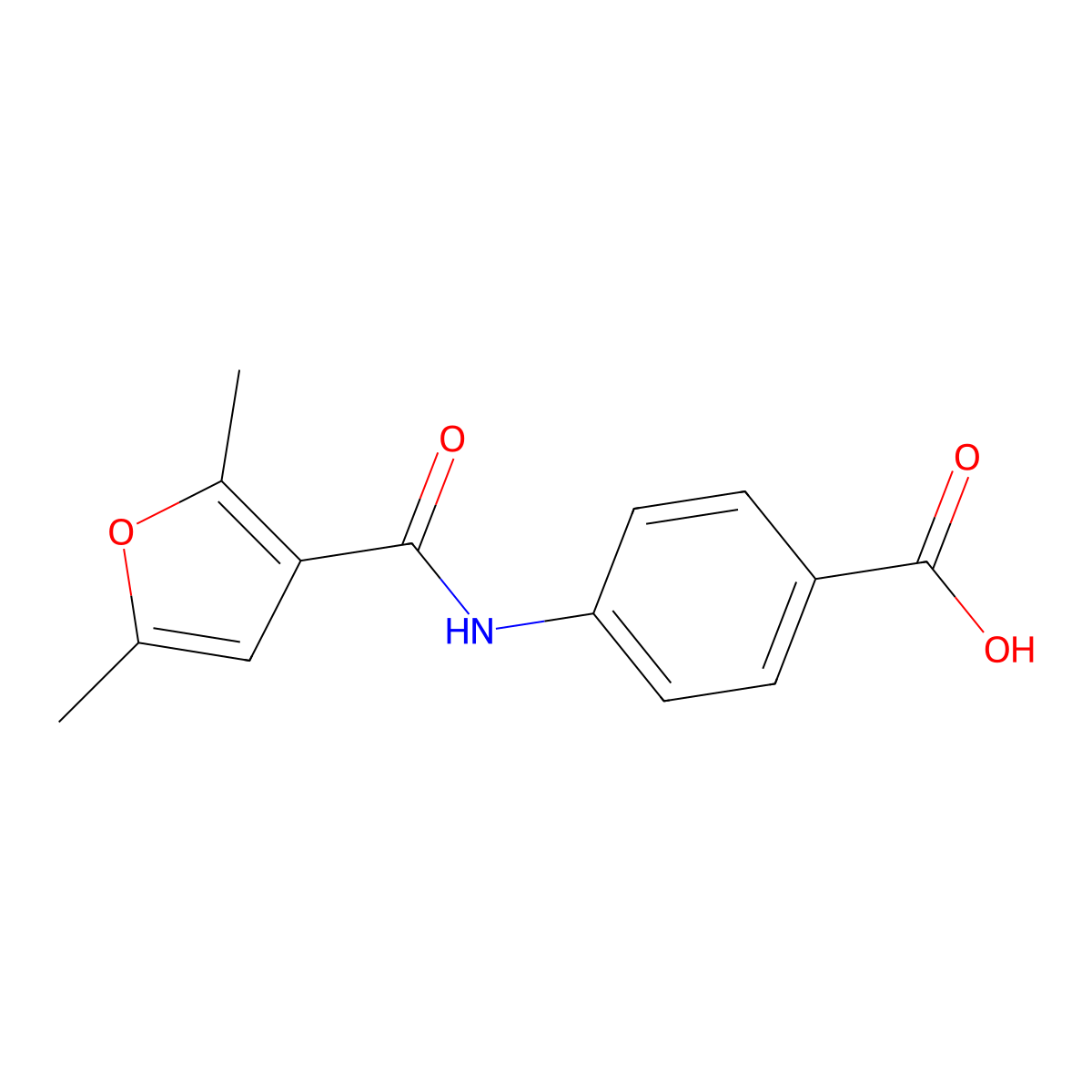 4-[(2,5-Dimethyl-furan-3-carbonyl)-amino]-benzoic acid molecular structure, CAS 309266-73-7