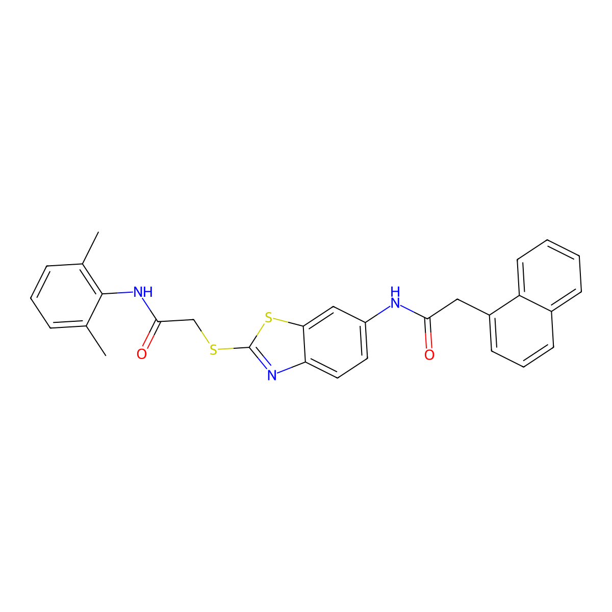N-[2-[[2-[(2,6-Dimethylphenyl)amino]-2-oxoethyl]thio]-6-benzothiazolyl]-1-naphthaleneacetamide molecular structure, CAS 309266-74-8