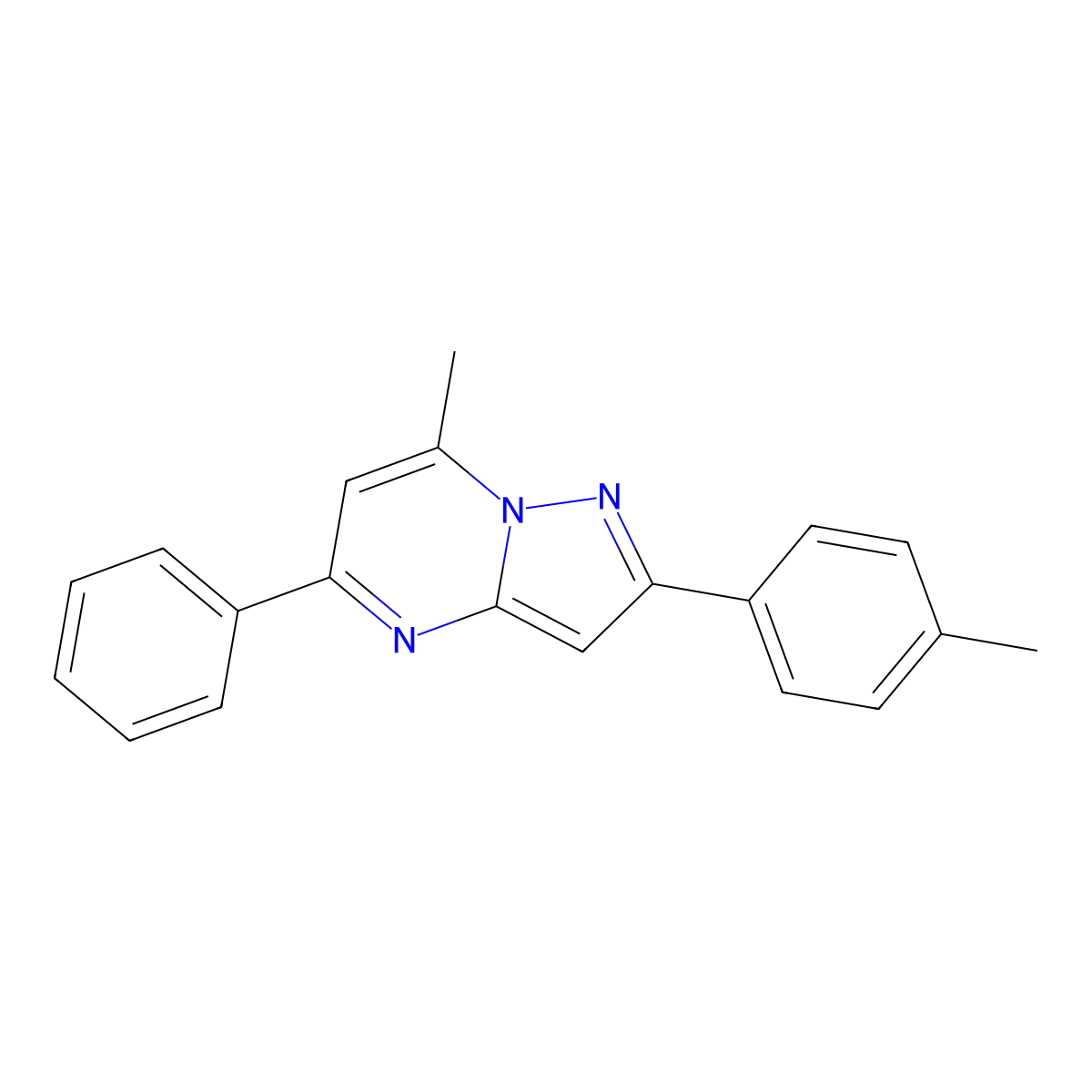 7-Methyl-2-(4-methylphenyl)-5-phenylpyrazolo[1,5-a]pyrimidine molecular structure, CAS 309266-75-9