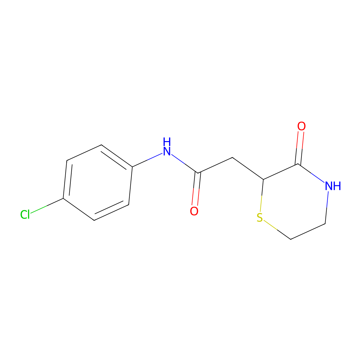 N-(4-chlorophenyl)-2-(3-oxothiomorpholin-2-yl)acetamide molecular structure, CAS 309267-58-1