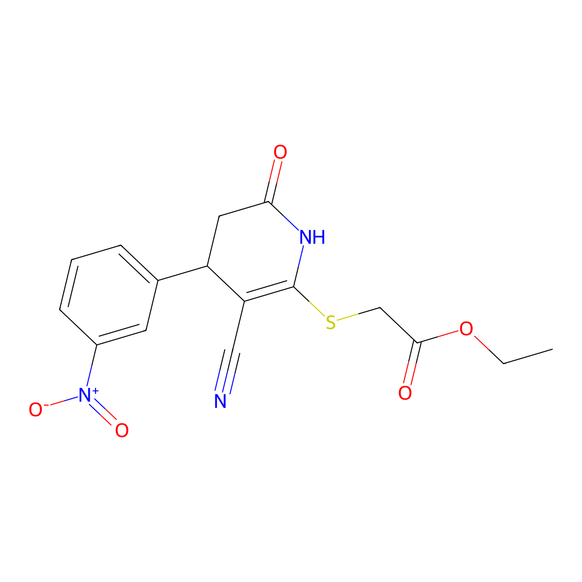 Ethyl {[3-cyano-6-hydroxy-4-(3-nitrophenyl)-4,5-dihydropyridin-2-yl]sulfanyl}acetate molecular structure, CAS 309268-12-0