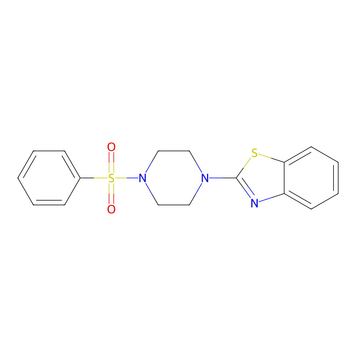 2-[4-(Benzenesulfonyl)piperazin-1-yl]-1,3-benzothiazole molecular structure, CAS 309268-43-7