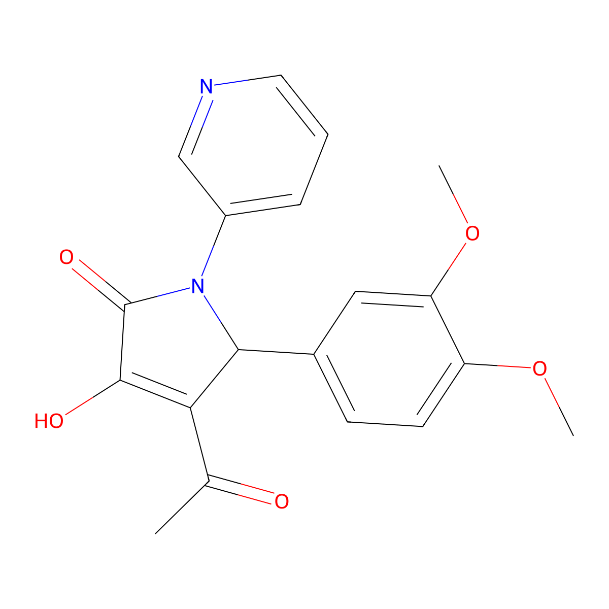 3-acetyl-2-(3,4-dimethoxyphenyl)-4-hydroxy-1-pyridin-3-yl-2H-pyrrol-5-one molecular structure, CAS 309268-62-0
