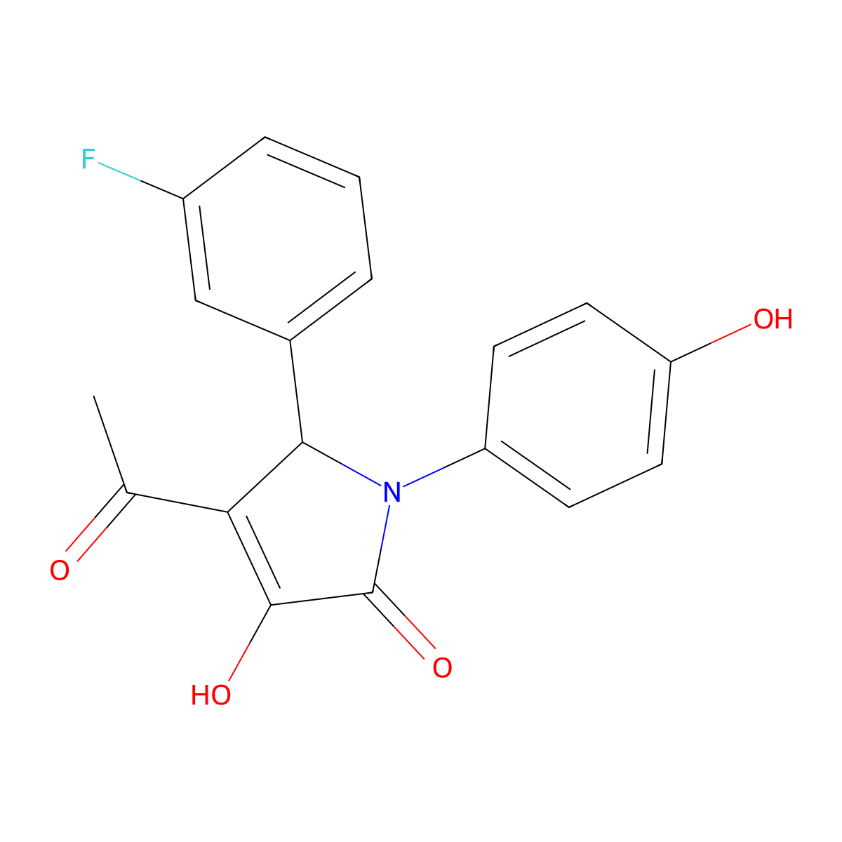 3-acetyl-2-(3-fluorophenyl)-4-hydroxy-1-(4-hydroxyphenyl)-2H-pyrrol-5-one molecular structure, CAS 309268-75-5