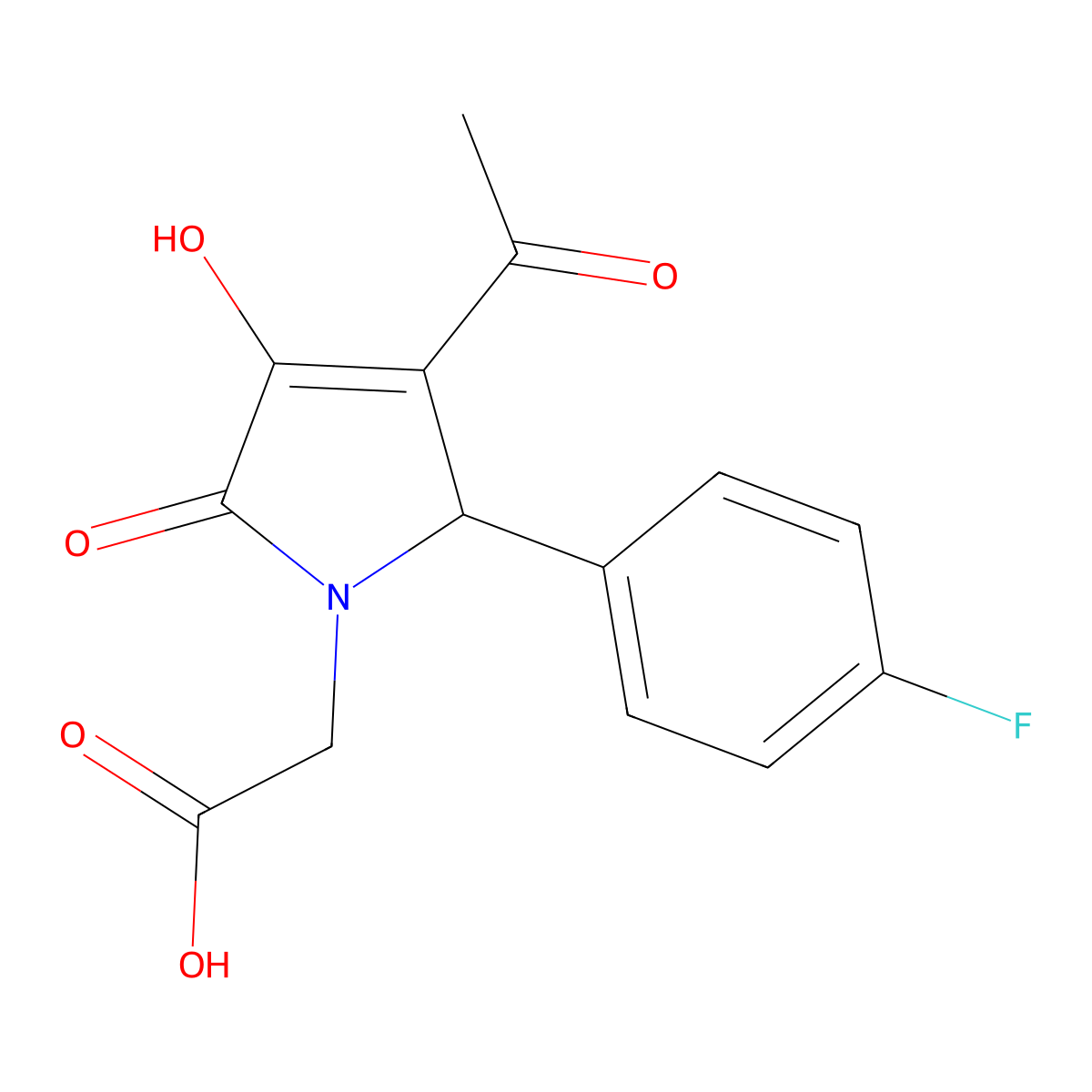 [3-Acetyl-2-(4-fluoro-phenyl)-4-hydroxy-5-oxo-2,5-dihydro-pyrrol-1-yl]-acetic acid molecular structure, CAS 309270-57-3