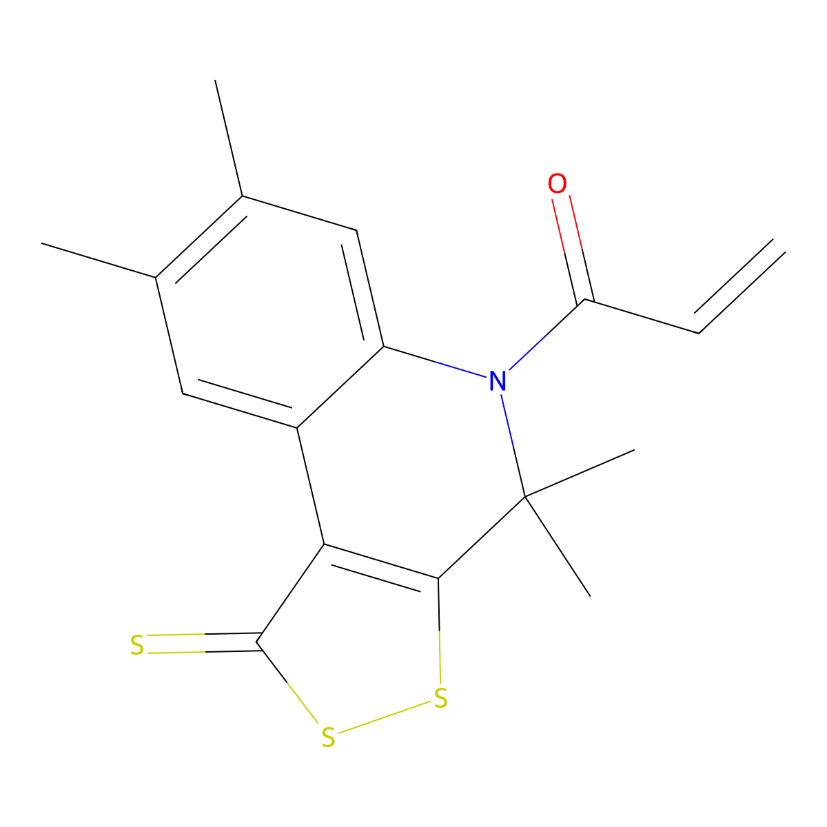 1-(4,4,7,8-tetramethyl-1-thioxo-1,4-dihydro-5H-[1,2]dithiolo[3,4-c]quinolin-5-yl)prop-2-en-1-one molecular structure, CAS 309270-69-7