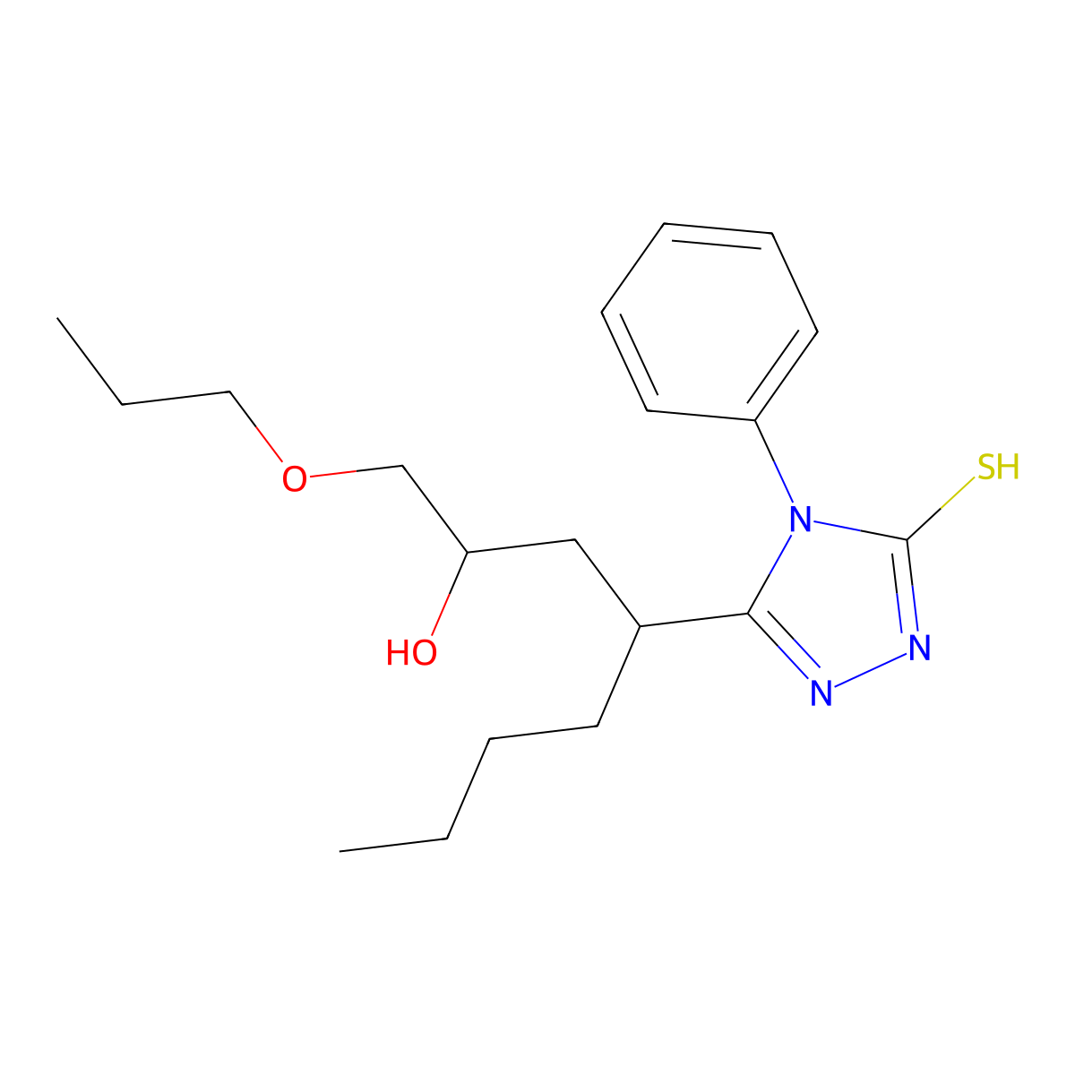 3-(2-hydroxy-1-propoxyoctan-4-yl)-4-phenyl-1H-1,2,4-triazole-5-thione molecular structure, CAS 309270-75-5
