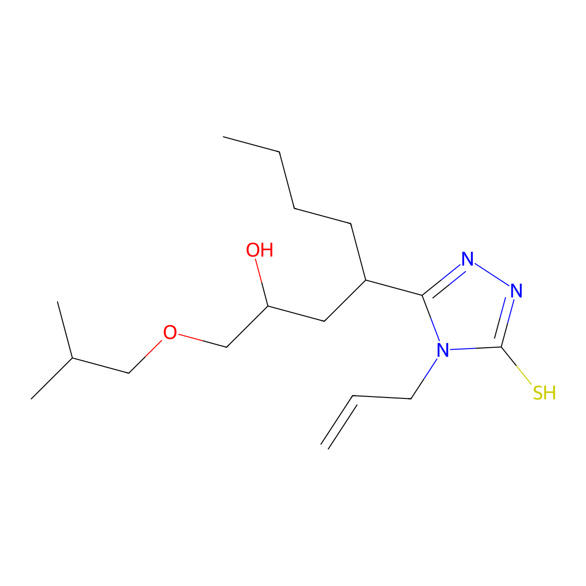 3-[2-hydroxy-1-(2-methylpropoxy)octan-4-yl]-4-prop-2-enyl-1H-1,2,4-triazole-5-thione molecular structure, CAS 309270-76-6